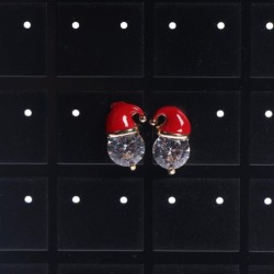 Brincos de chapéu de Papai Noel - com zircão de cristal