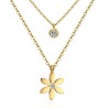 Flower pendant with crystal - double chain necklace - stainless steelNecklaces
