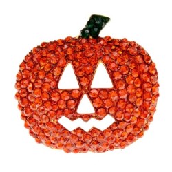 Broche de abóbora de Halloween de cristal