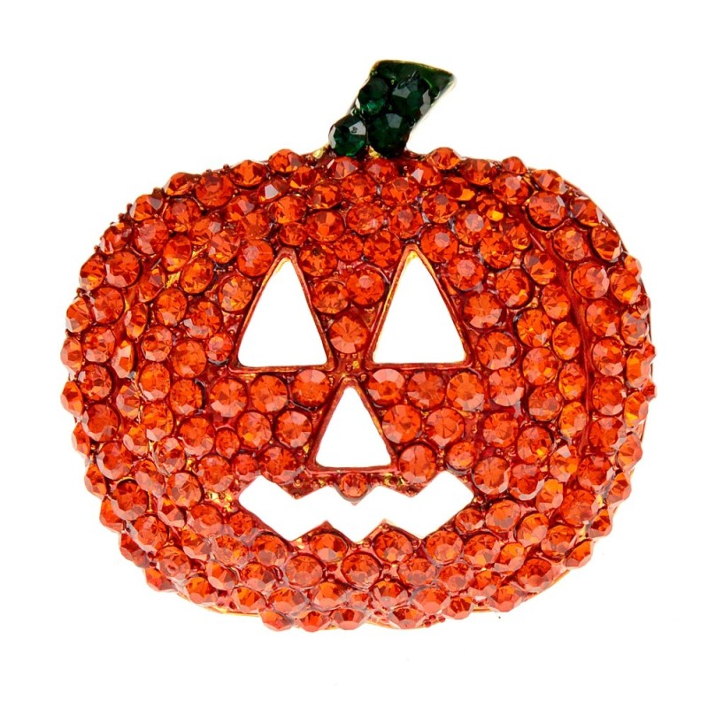 Broche de abóbora de Halloween de cristal