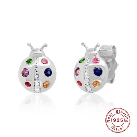 Brincos joaninhas de cristal - prata 925