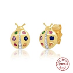 Brincos joaninhas de cristal - prata 925
