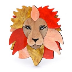 Cabeça de leão colorida - broche de acrílico