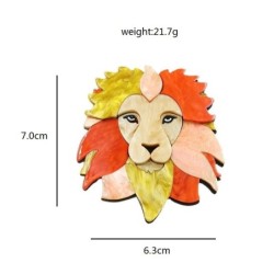 Cabeça de leão colorida - broche de acrílico