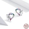 Slow sloth with colorful zircon heart - 925 sterling silverEarrings