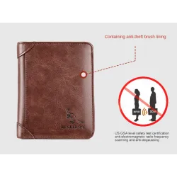 Carteira elegante - porta cartão de crédito - RFID anti-roubo - dobrável - couro genuíno