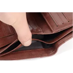 Carteira elegante - porta cartão de crédito - RFID anti-roubo - dobrável - couro genuíno