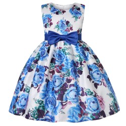 Elegant floral dress - roses printed - zipper - bowknotClothing