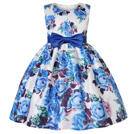 Elegant floral dress - roses printed - zipper - bowknotClothing
