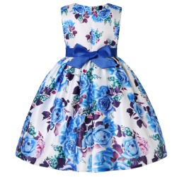 Elegant floral dress - roses printed - zipper - bowknotClothing