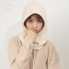 Chapéu de inverno quente - capuz de cashmere de malha - com gola - ajustável