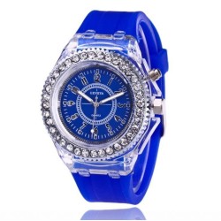 GENEVA - Relógio de quartzo - cristais - pulseira de silicone - com luz LED