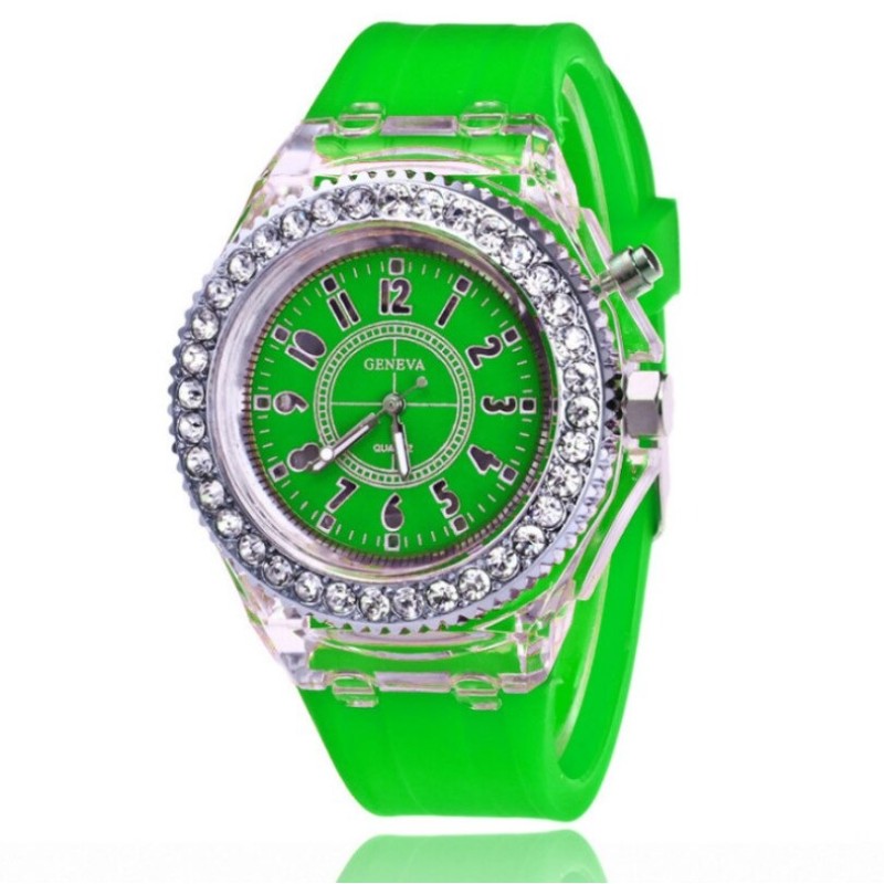 GENEVA - Quartz watch - crystals - silicone strap - with LED lightWatches