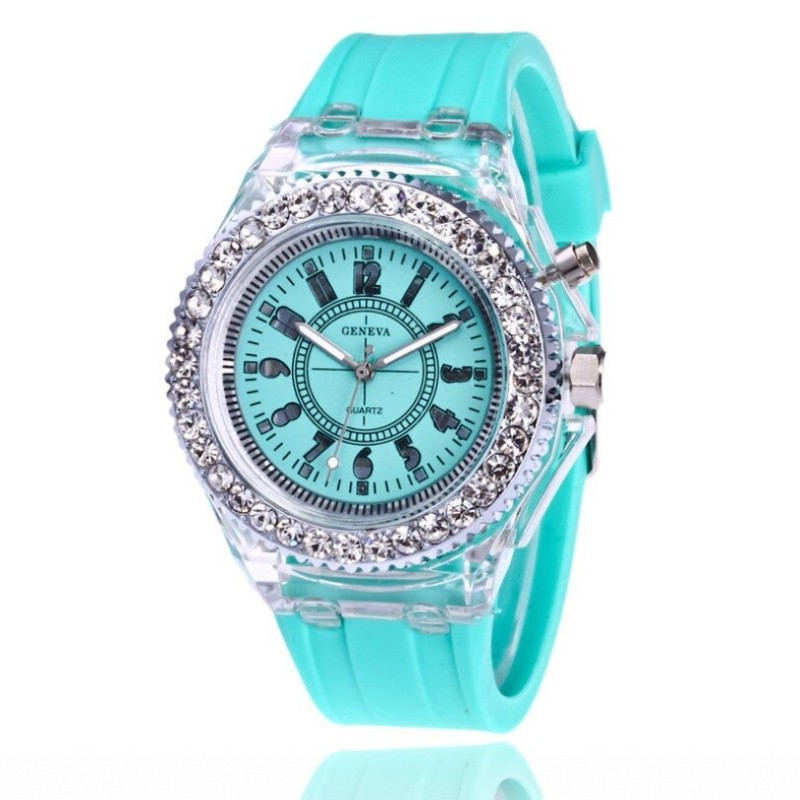 GENEVA - Quartz watch - crystals - silicone strap - with LED lightWatches