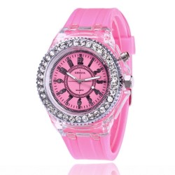 GENEVA - Quartz watch - crystals - silicone strap - with LED lightWatches