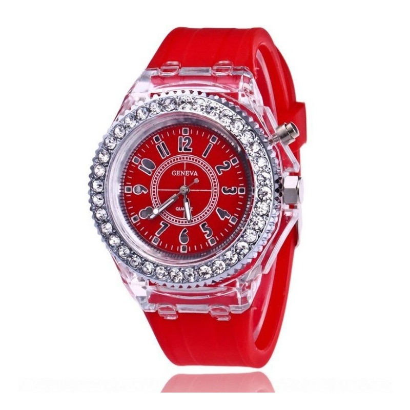 GENEVA - Quartz watch - crystals - silicone strap - with LED lightWatches