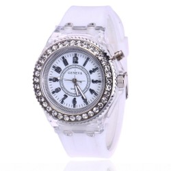 GENEVA - Quartz watch - crystals - silicone strap - with LED lightWatches