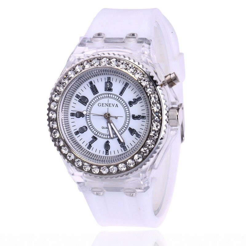 GENEVA - Quartz watch - crystals - silicone strap - with LED lightWatches