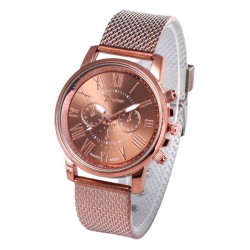 GENEVA - elegante relógio de quartzo - algarismos romanos - pulseira de couro