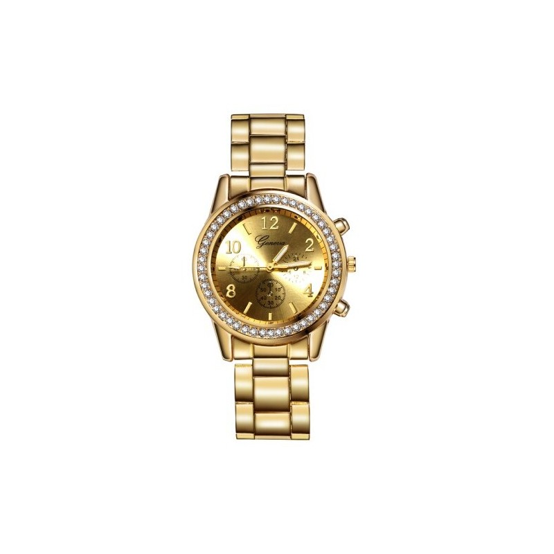 GENEVA - relógio luxuoso em aço inoxidável - com strass / pulseira
