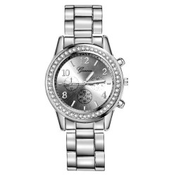 GENEVA - relógio luxuoso em aço inoxidável - com strass / pulseira