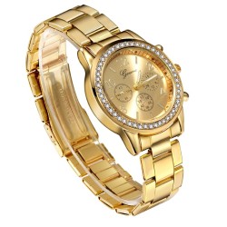 GENEVA - relógio luxuoso em aço inoxidável - com strass / pulseira