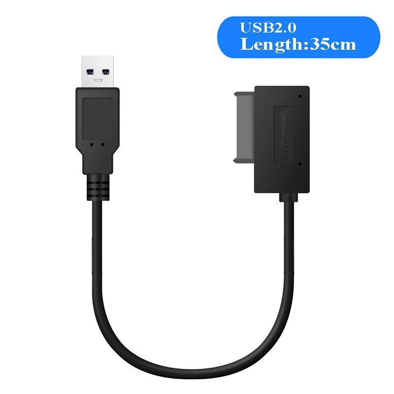 USB 2.0 - 3.0 para mini Sata II 7+6 13Pin - adaptador - cabo - para laptop CD/DVD ROM Slimline Drive