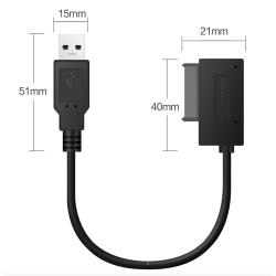 USB 2.0 - 3.0 para mini Sata II 7+6 13Pin - adaptador - cabo - para laptop CD/DVD ROM Slimline Drive