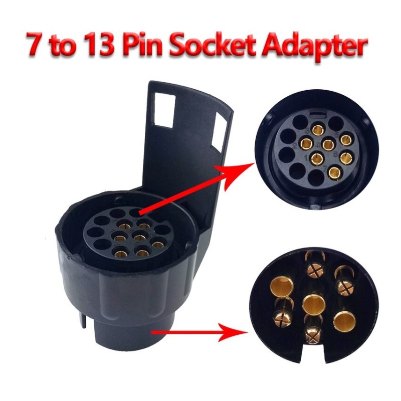 Adaptador de soquete de 7 a 13 pinos - conector de fiação de reboque - à prova d'água - 12V