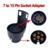 Adaptador de soquete de 7 a 13 pinos - conector de fiação de reboque - à prova d'água - 12V
