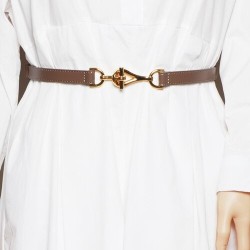 Thin leather belt - gold loose buckleBelts