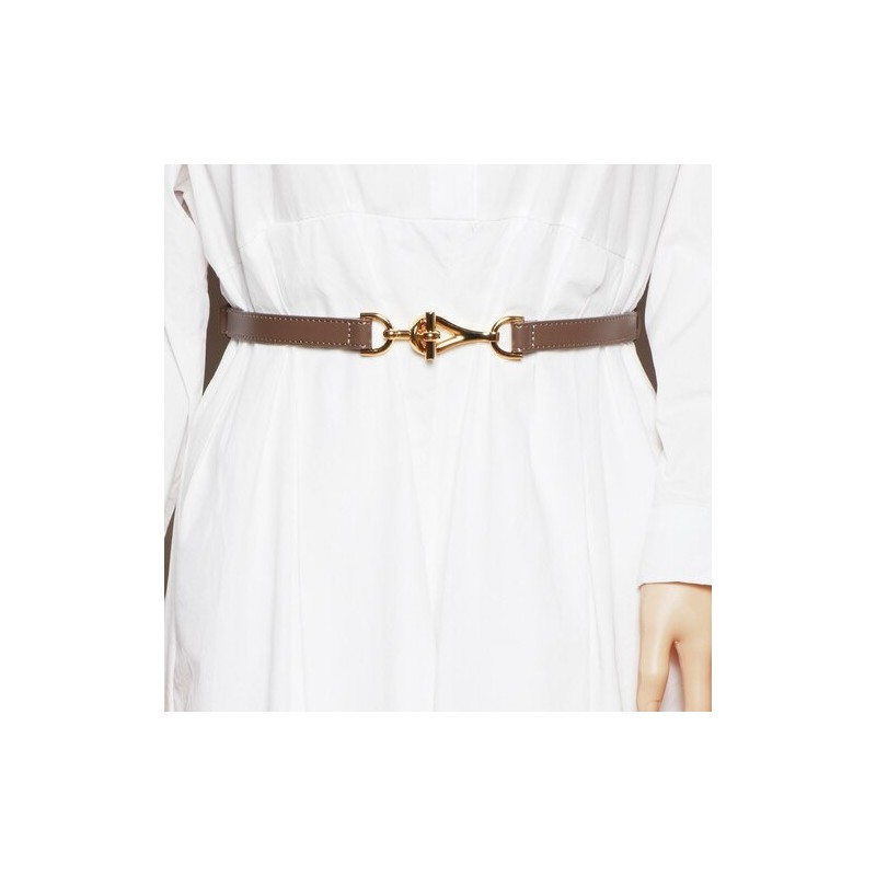 Thin leather belt - gold loose buckleBelts