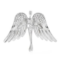 Broche de anjo de asas grandes - com cristais