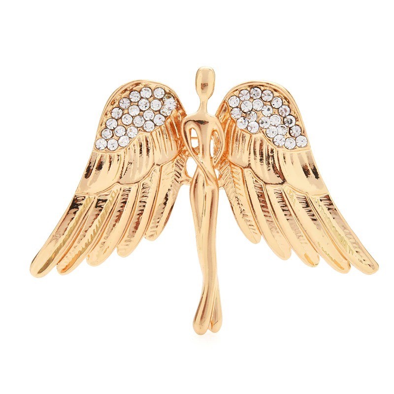 Broche de anjo de asas grandes - com cristais