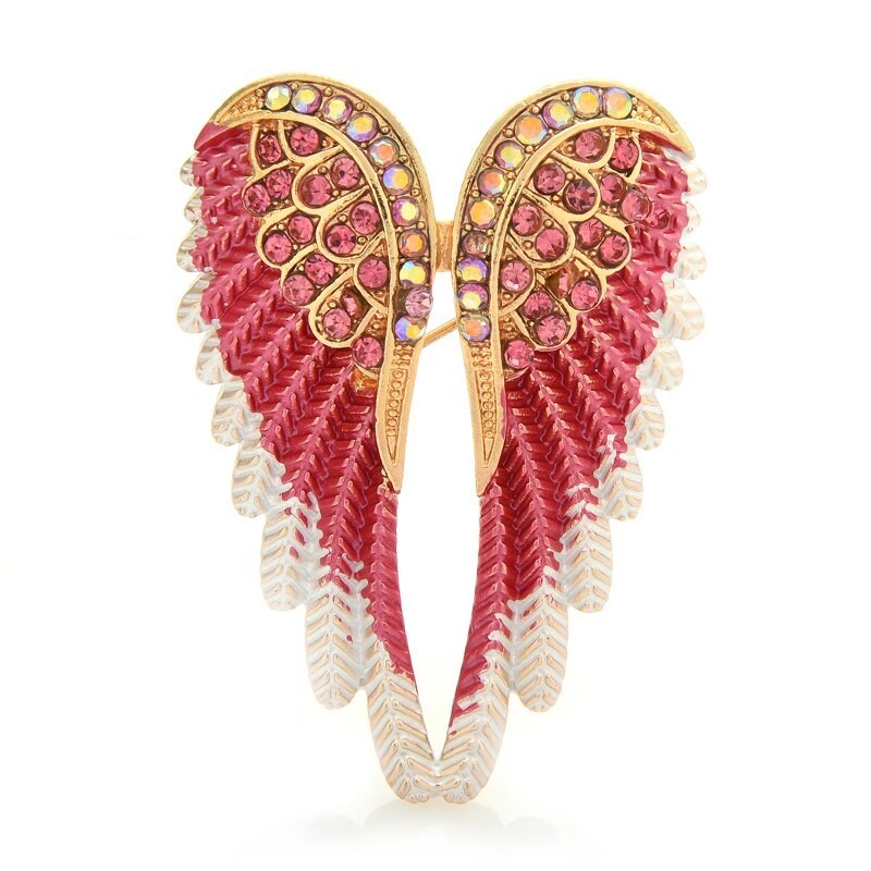 broche de asas de anjo de cristal