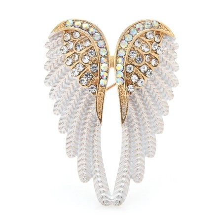 broche de asas de anjo de cristal