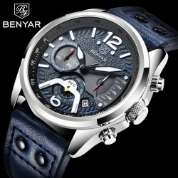 BENYAR - relógio Quartz esportivo - à prova d'água - pulseira de couro