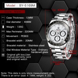 BENYAR - sports stainless steel watch - chronograph - Quartz - waterproofWatches