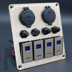Balancim de metal à prova d'água - painel de interruptores - disjuntor - USB - 4/6 gang