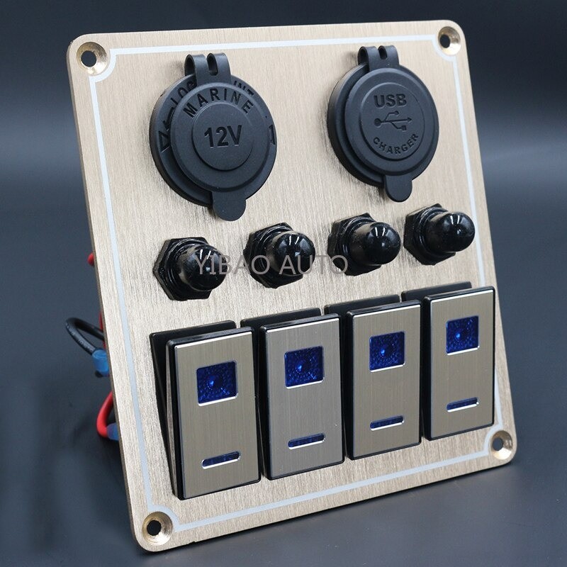 Balancim de metal à prova d'água - painel de interruptores - disjuntor - USB - 4/6 gang
