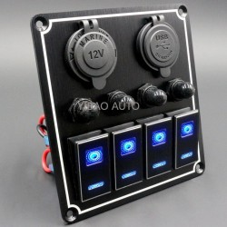 Balancim de metal à prova d'água - painel de interruptores - disjuntor - USB - 4/6 gang