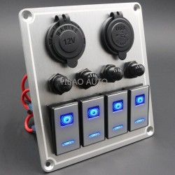 Balancim de metal à prova d'água - painel de interruptores - disjuntor - USB - 4/6 gang