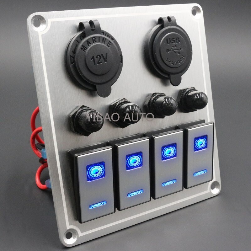 Balancim de metal à prova d'água - painel de interruptores - disjuntor - USB - 4/6 gang