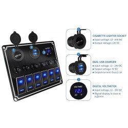 Balancim de metal à prova d'água - painel de interruptores - disjuntor - USB - 4/6 gang