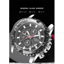 LIGE - relógio Quartz esportivo - luminoso - à prova d'água - aço inoxidável