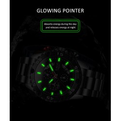 LIGE - relógio Quartz esportivo - luminoso - à prova d'água - aço inoxidável