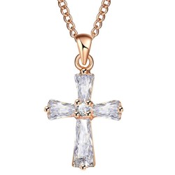 Crystal cross shaped pendant - with necklaceNecklaces