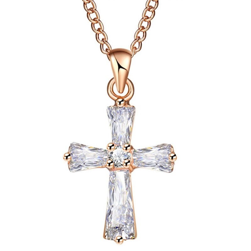 Crystal cross shaped pendant - with necklaceNecklaces