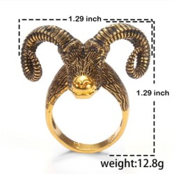 Big sheep horn - goat head - punk style ringRings
