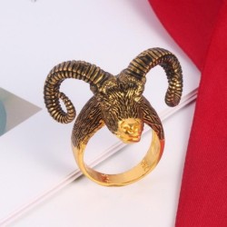 Big sheep horn - goat head - punk style ringRings